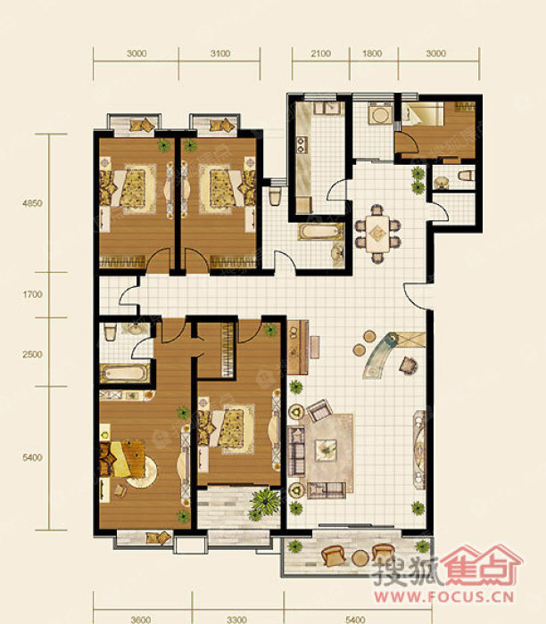 四室两厅两卫260.47平米-4室2厅2卫-260.5㎡