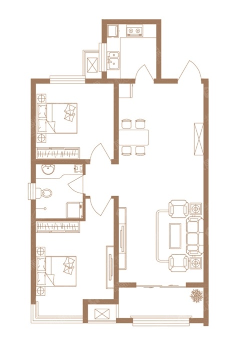 两室两厅一卫a户型-2室2厅1卫