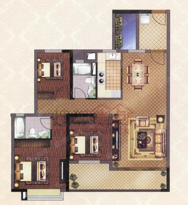 兰亭璟濠大厦t2-02单位 123㎡三房_兰亭璟濠大厦户型图-广州搜狐焦点