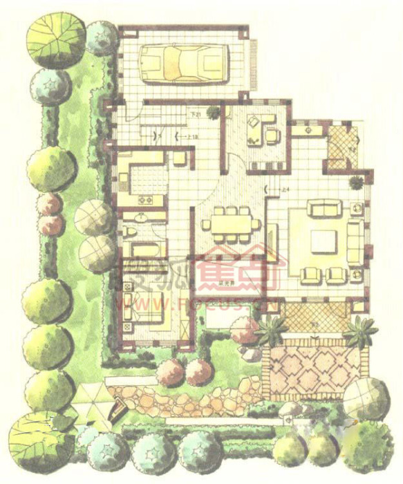 观庭别墅观庭别墅b户型1层3室3厅4卫1厨_观庭别墅户型图-上海搜狐焦点