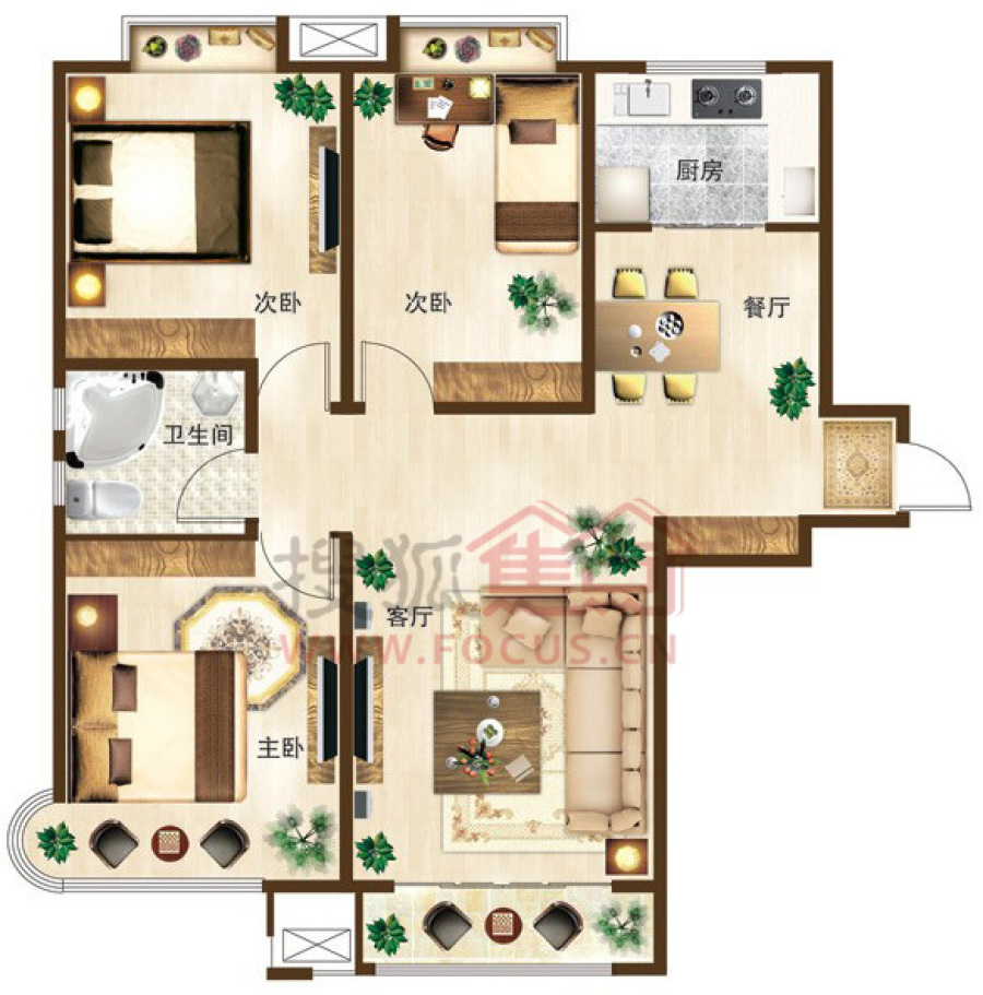 最好的三室两厅两卫一厨户型图 8adf9a57035e0813eb4076c576b20b0b.jpg