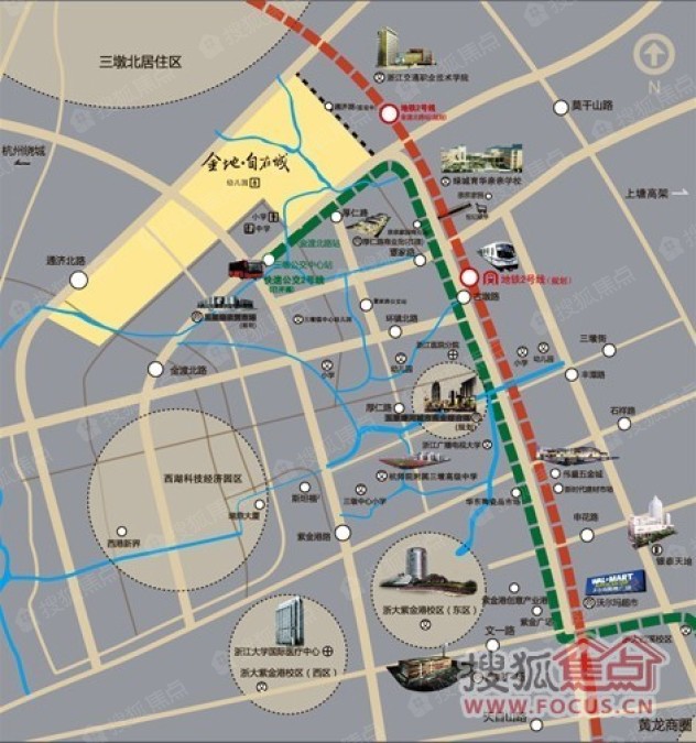 金地自在城交通图_金地自在城位置_金地自在城地铁公交线路图-杭州