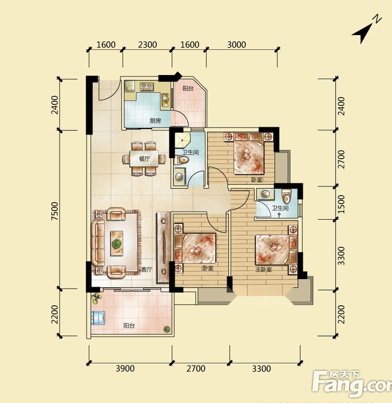 1/2/3栋2单元01户型