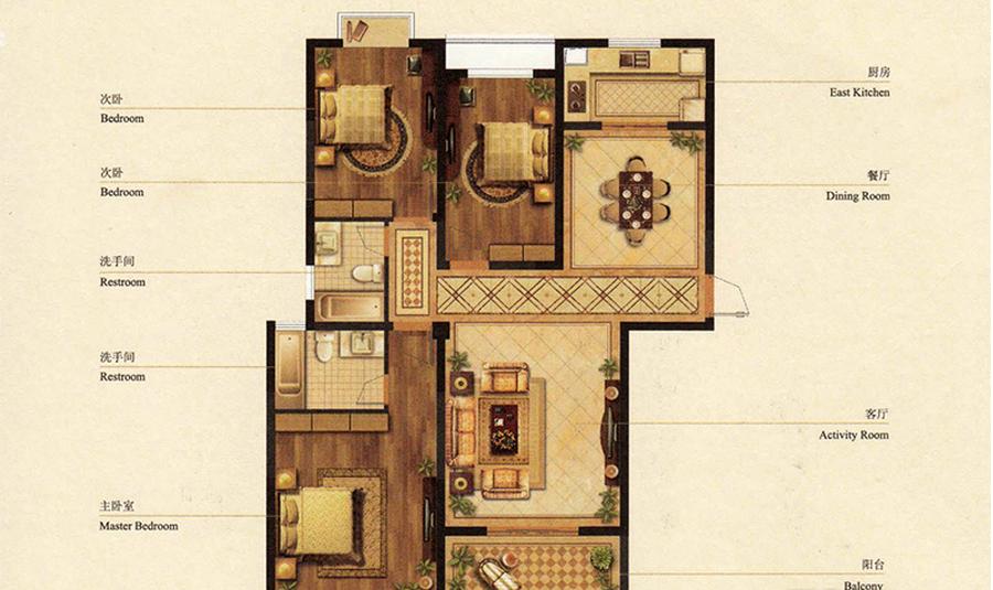 1期14#和15#楼中间户c5户型