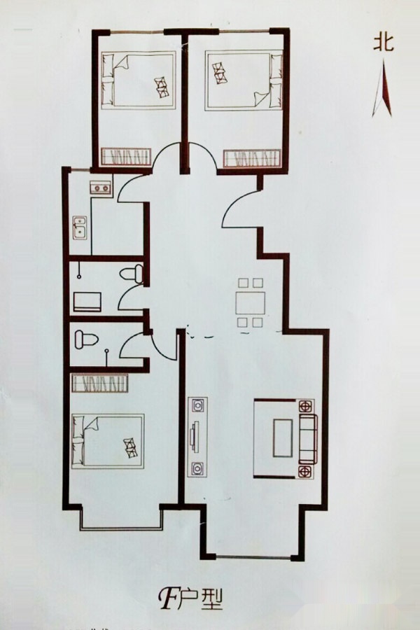 1#2#楼 f户型 121.18㎡三居