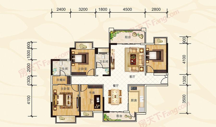 31㎡4房2厅2卫_万昌东方巴黎水岸户型图-玉林搜狐焦点网