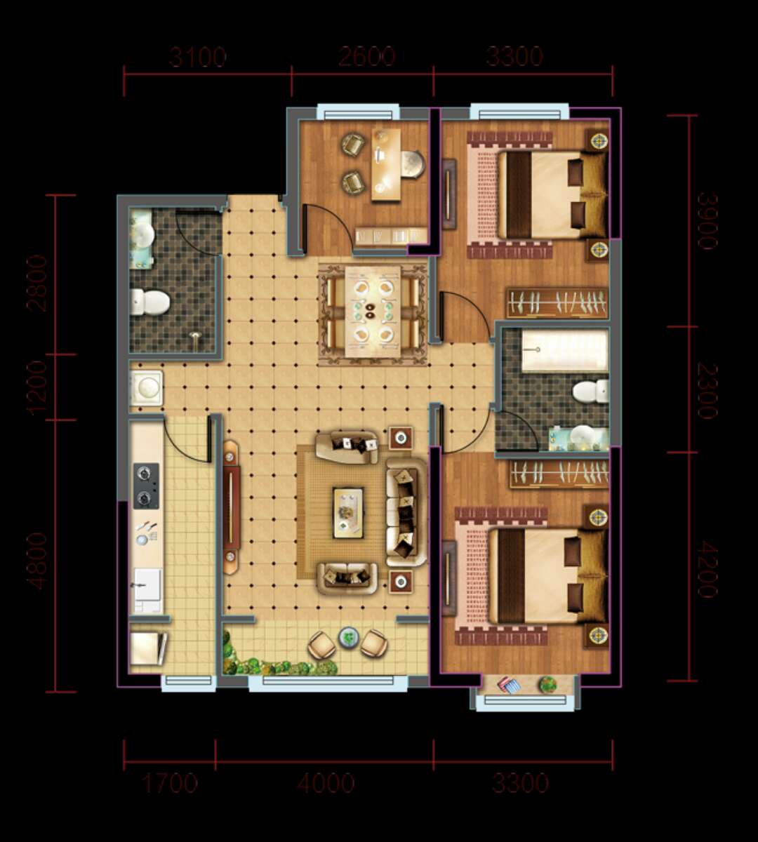 宝光翡翠城k户型,3室2厅1卫_宝光翡翠城户型图-西宁搜狐焦点网