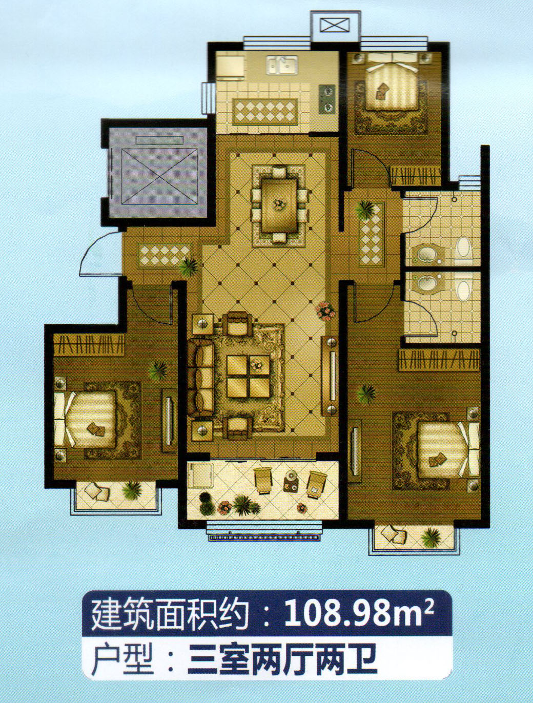 万浩繁花郡三室两厅两卫_万浩繁花郡户型图-邯郸搜狐焦点网