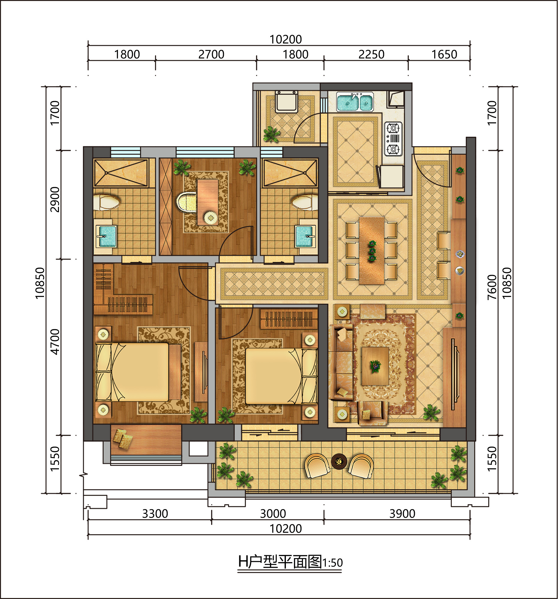 北大资源颐和1898二期高层110㎡户型_北大资源颐和1898户型图-昆明