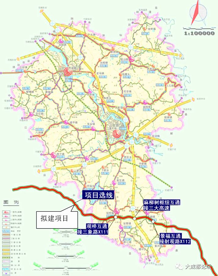 三台大英高速路线图图片