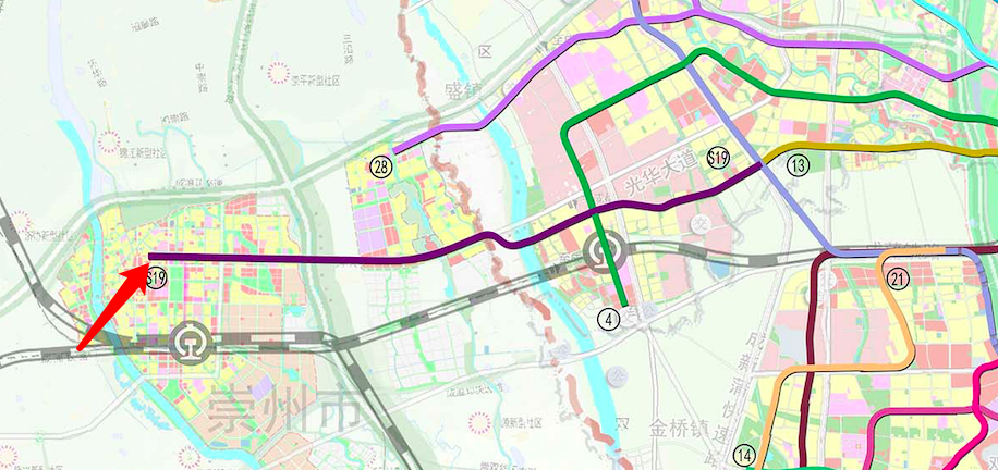 s19则与地铁4,13,19号线交接,拉近温江光华新城和崇州之间的距离