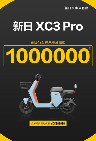 42分钟众筹破百万!新日XC3 Pro上线引爆小米有品!