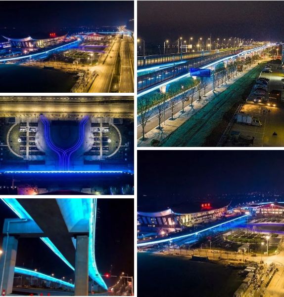 宿迁高铁站综合客运枢纽上海路(高铁站连接线)改造工程的璀璨夜景呢?