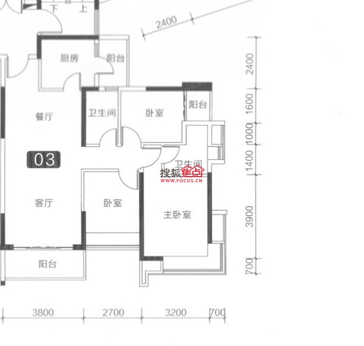 棕榈彩虹3栋03户型107平米_棕榈彩虹户型图-中山搜狐焦点网