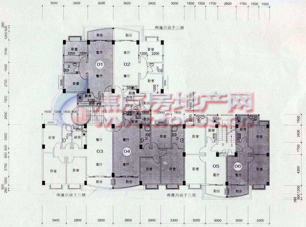 盈翠华庭八座3-6层平面-0室0厅0卫