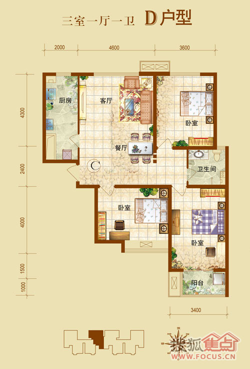 龙华苑龙华苑三室一厅一卫d_龙华苑户型图-石家庄搜狐焦点网