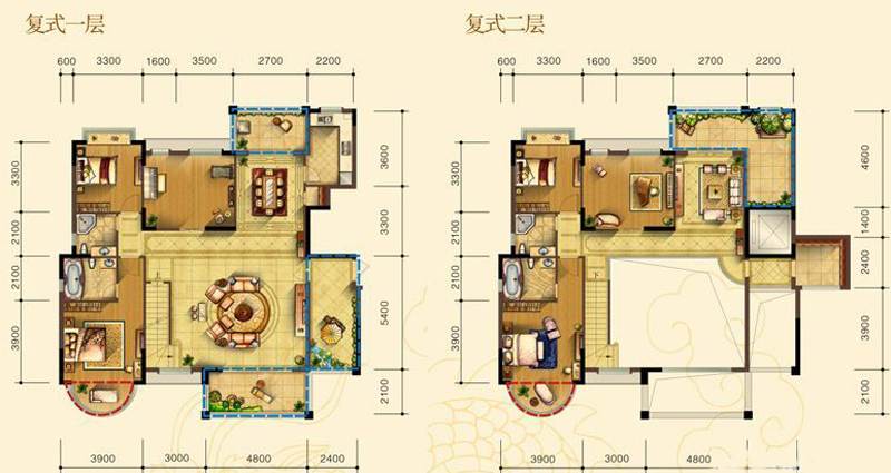 世纪东江学府户型图 三期4c复式户型6室3厅4卫1厨