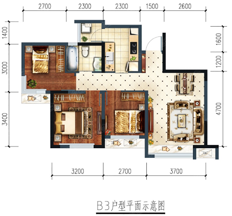 鑫苑鑫都汇户型图75平图片