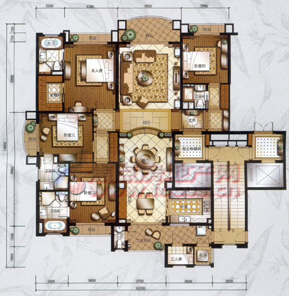 星河湾盛荟星河湾6号b3户型245㎡四房两厅四卫_星河湾盛荟户型图-广州