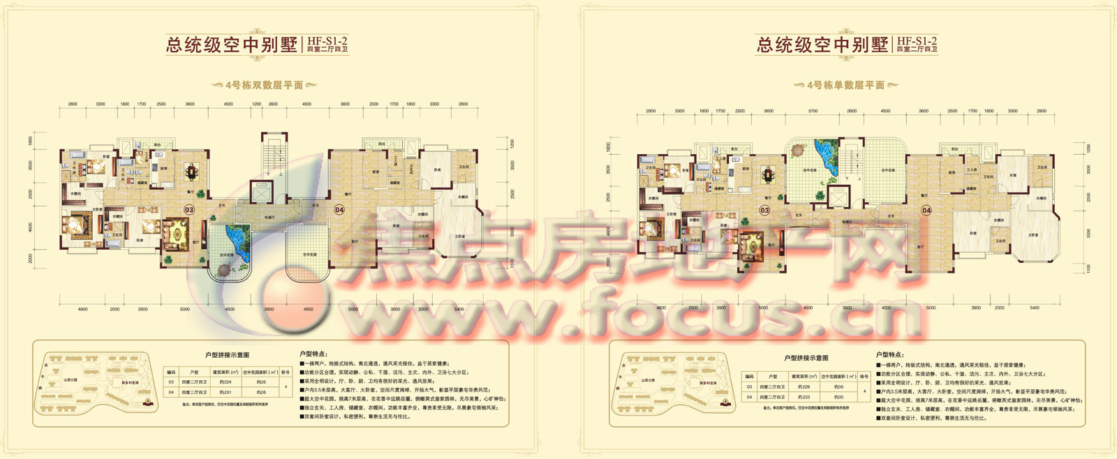 长沙恒大华府总统级空中别墅4号栋平面图_长沙恒大华府户型图-长沙