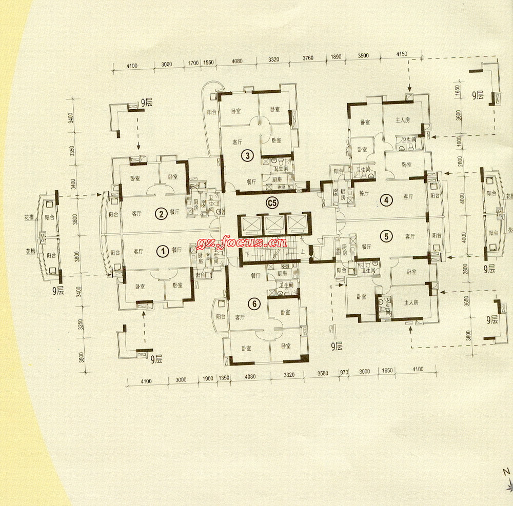 富力东堤湾二期c5栋4层,9层户型_富力东堤湾户型图-广州搜狐焦点网