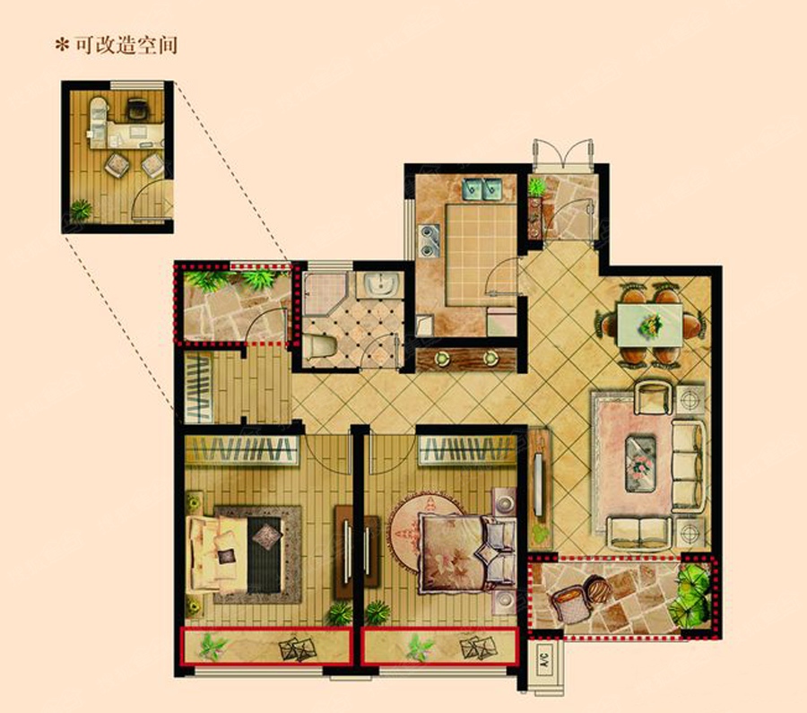 华建香颂溪岸g-a户型 98㎡_华建香颂溪岸户型图-扬州搜狐焦点网