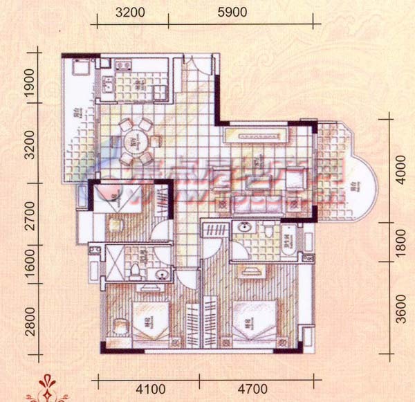 云山熹景云山熹景云朗轩标准层a,c,e座03单元平面图_云山熹景户型图