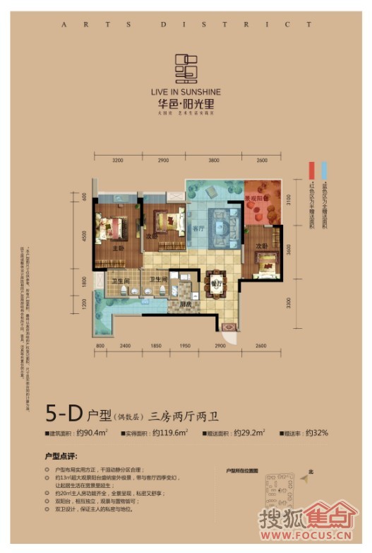 華邑陽光裡5-d(偶數層)戶型_華邑陽光裡戶型圖-成都搜狐焦點網