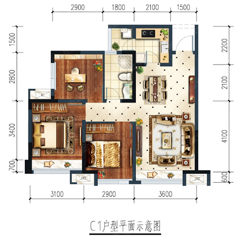 鑫苑鑫都汇户型图75平图片