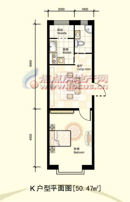 力旺康景k一室一廳一衛50.47平米