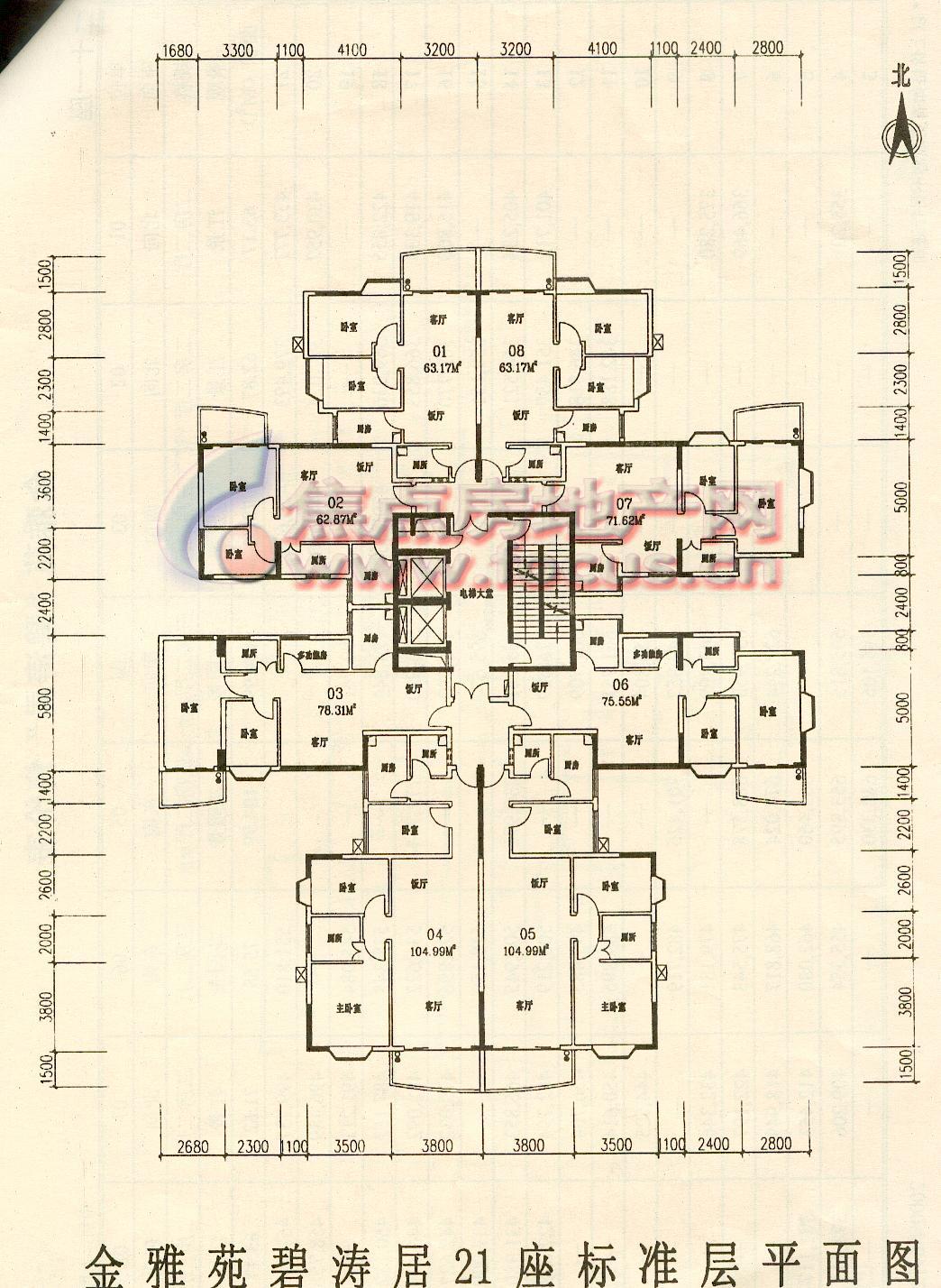 金雅苑(金雅花园)金雅苑碧涛居21座标准层平面_金雅苑(金雅花园)户型