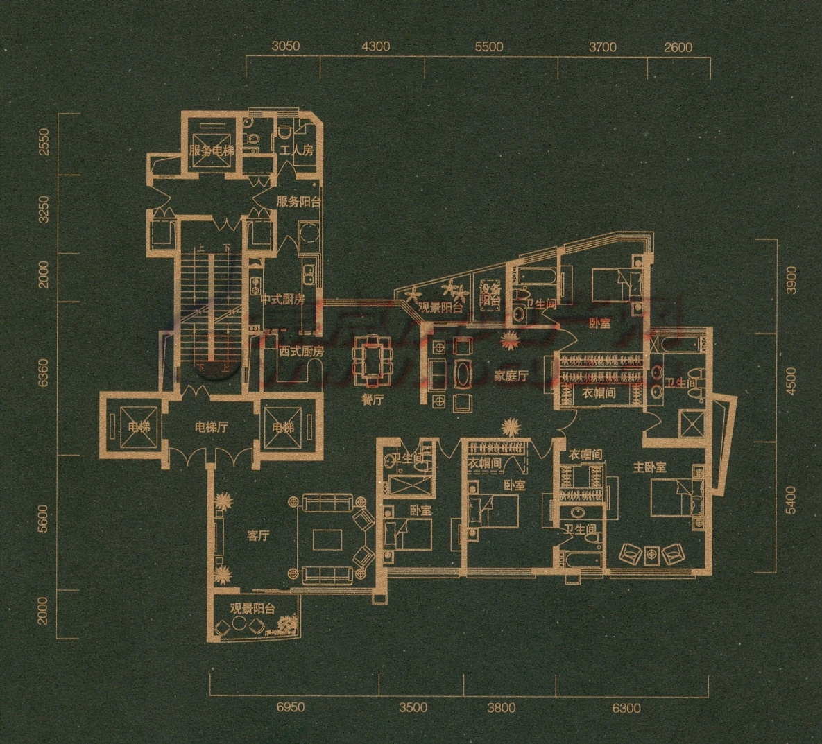 東方潤園東方潤園3#標準層c2 295平方米_東方潤園戶型圖-杭州搜狐焦點