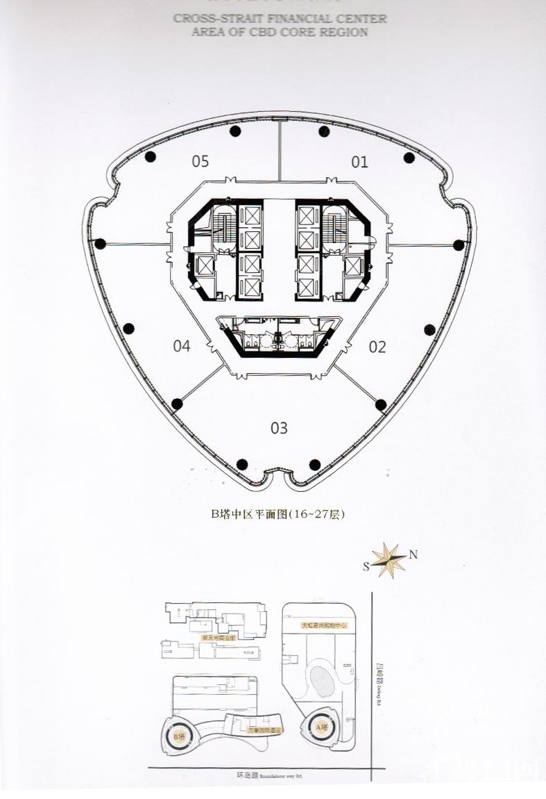 中航紫金广场b塔中区平面图(16-27层)_中航紫金广场户型图-厦门搜狐