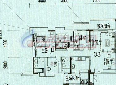 方圆云山诗意云山诗意竹风居4栋3-16层03单位_方圆云山诗意户型图