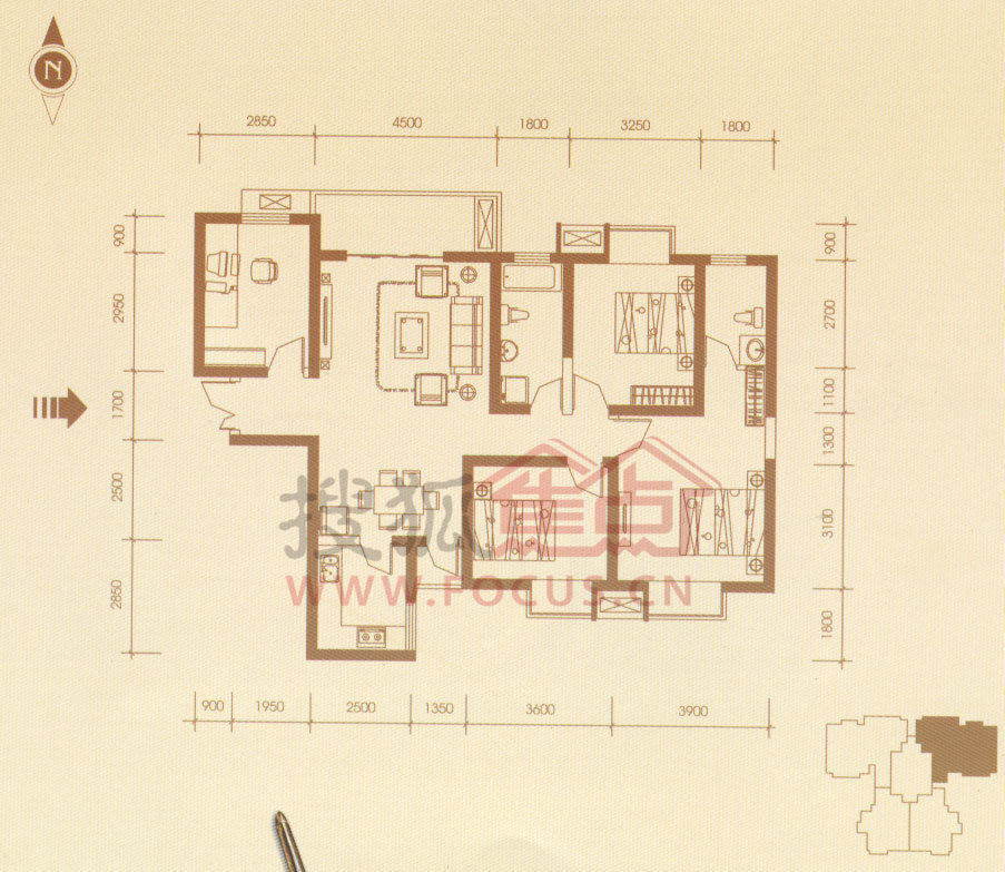 23㎡ 7#b_世融嘉城户型图-西安搜狐焦点网