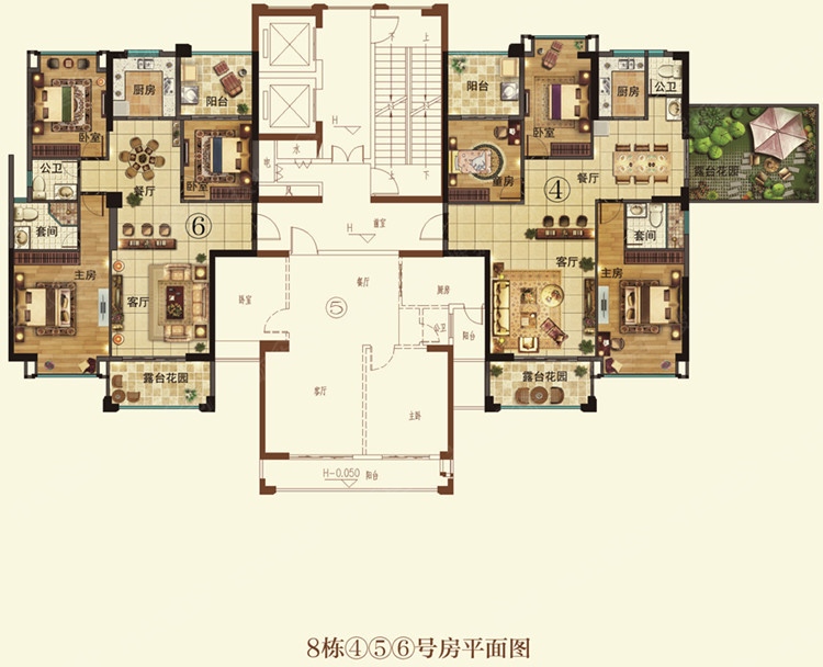 壹品湾1期8栋4,5,6号房平面图