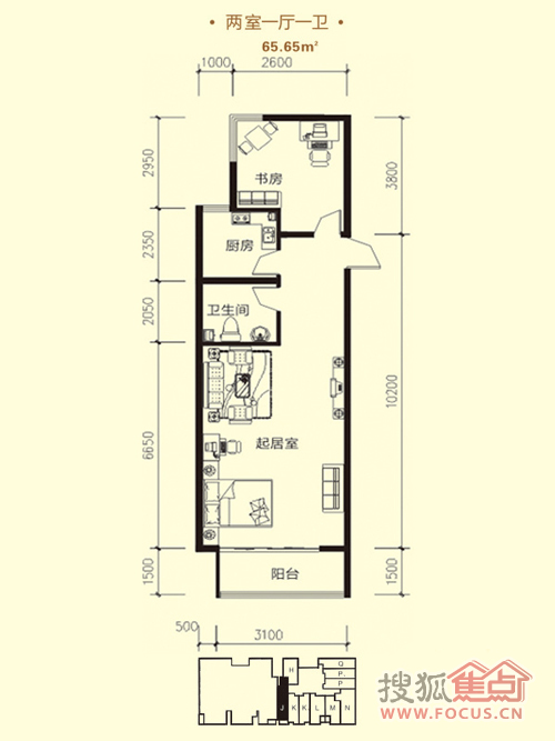 65平米_克拉公館二期戶型圖-石家莊搜狐焦點網