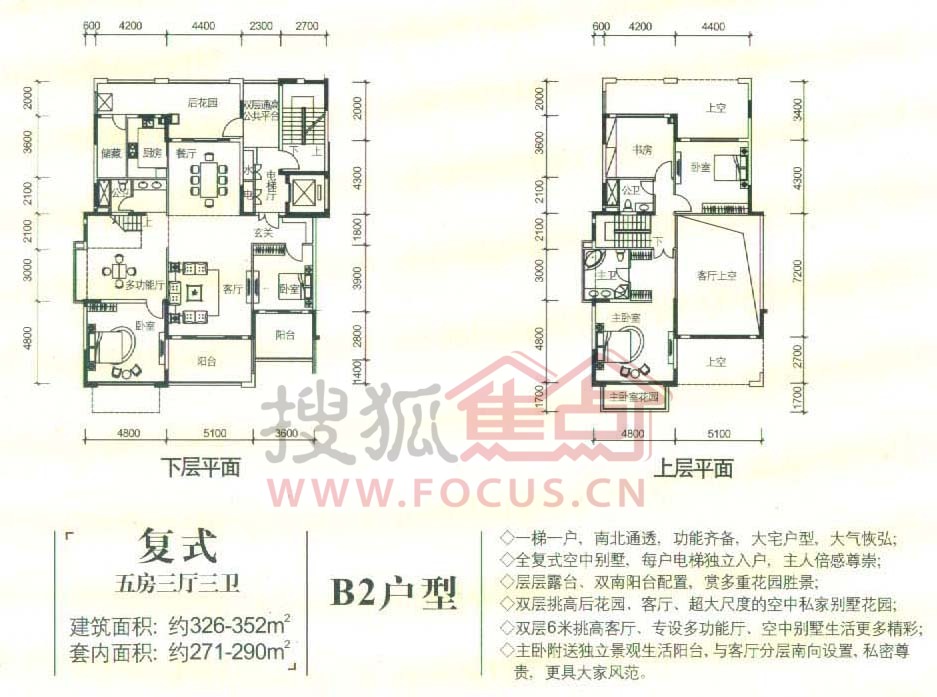 振业城振业城 b2型复式5房3厅3卫326-352㎡_振业城户型图-深圳搜狐