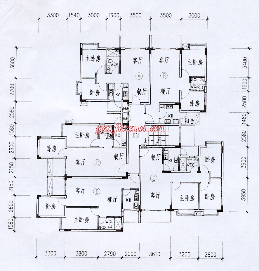 南兴花园d3栋3-7层平面_南兴花园户型图-广州搜狐焦点网