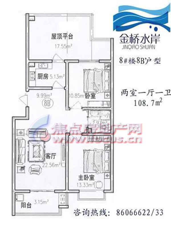 70㎡_金桥水岸户型图-石家庄搜狐焦点网