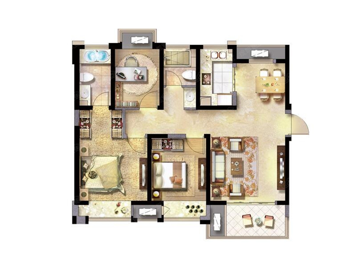 绿地璀璨天城115平c1户型_绿地璀璨天城户型图-无锡搜狐焦点网