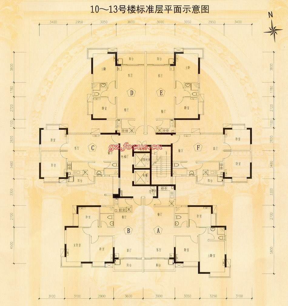 金碧世纪花园10-13楼标准层平面_金碧世纪花园户型图-广州搜狐焦点网
