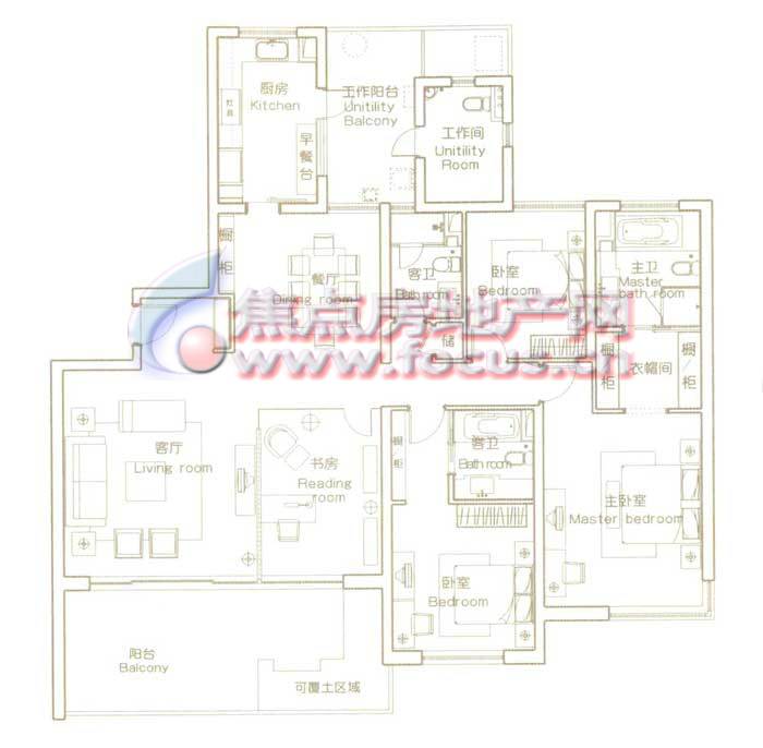 仁恒河滨花园仁恒河滨花园23,26号楼(2—30层)01室_仁恒河滨花园户型