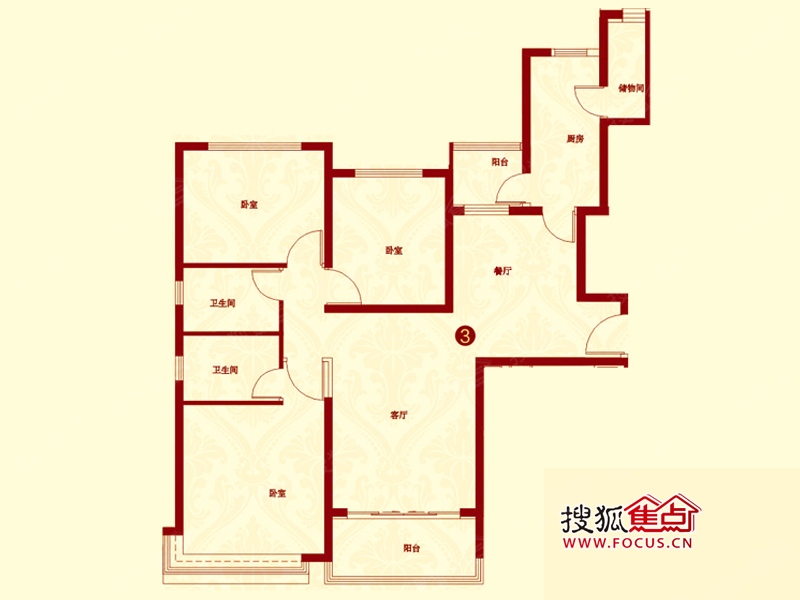 恒大城恒大御峰9-2③户型_恒大城户型图-衡水搜狐焦点网